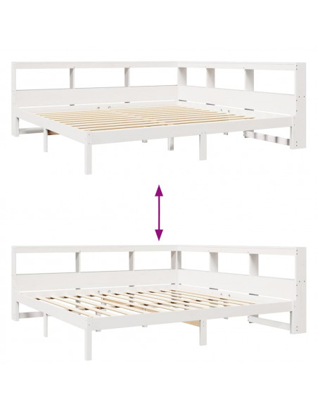 Letto Libreria senza Materasso Bianco 200x200 cm Legno di Pino