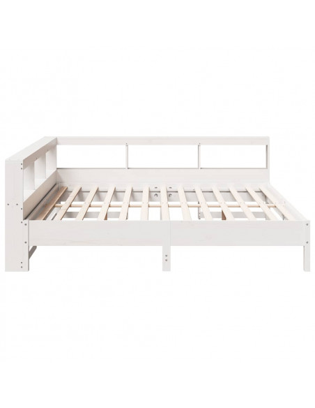 Letto Libreria senza Materasso Bianco 200x200 cm Legno di Pino