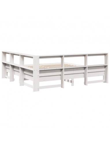 Letto Libreria senza Materasso Bianco 200x200 cm Legno di Pino