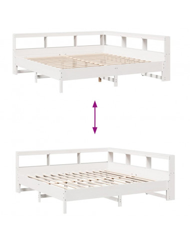 Letto Libreria senza Materasso Bianco 200x200 cm Legno di Pino