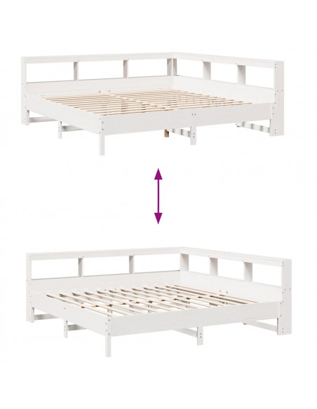 Letto Libreria senza Materasso Bianco 200x200 cm Legno di Pino