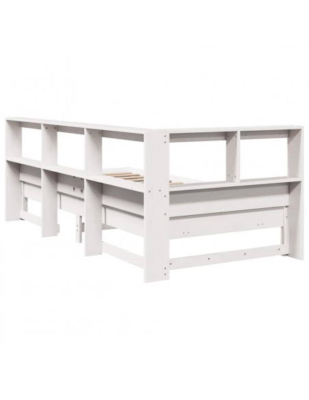 Letto Libreria senza Materasso Bianco 90x190 cm Massello Pino