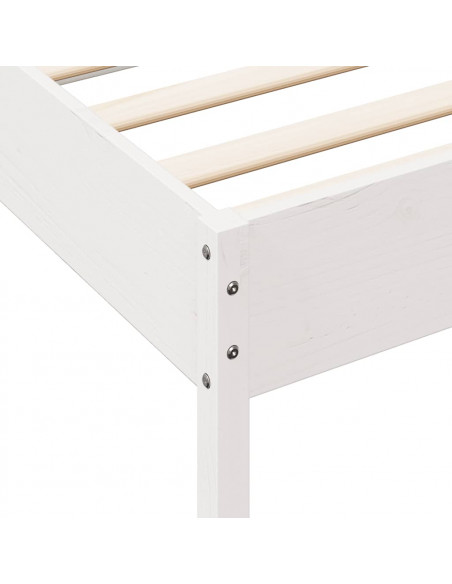 Letto Libreria senza Materasso Bianco 90x190 cm Massello Pino