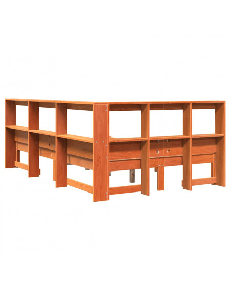 Letto Libreria senza Materasso Marrone Cera 120x190 cm in Pino
