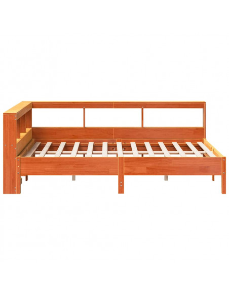 Letto Libreria senza Materasso Marrone Cera 120x190 cm in Pino