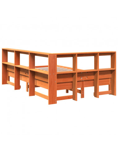 Letto Libreria senza Materasso Marrone Cera 120x190 cm in Pino