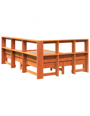 Letto Libreria senza Materasso Marrone Cera 120x200 cm in Pino