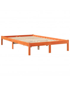 Letto Libreria senza Materasso Marrone Cera 135x190 cm in Pino