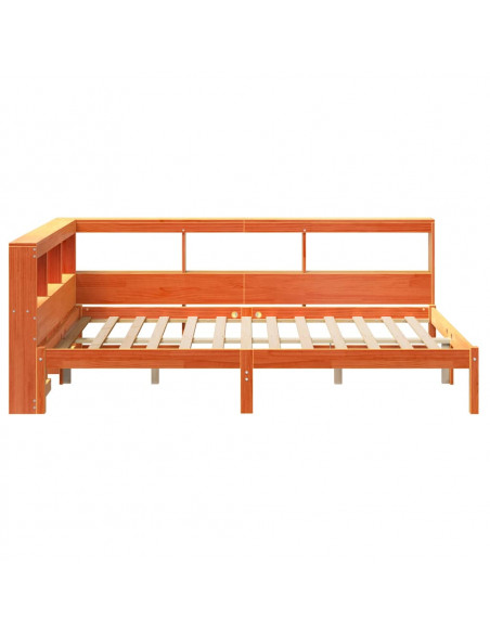 Letto Libreria senza Materasso Marrone Cera 135x190 cm in Pino