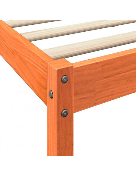 Letto Libreria senza Materasso Marrone Cera 135x190 cm in Pino