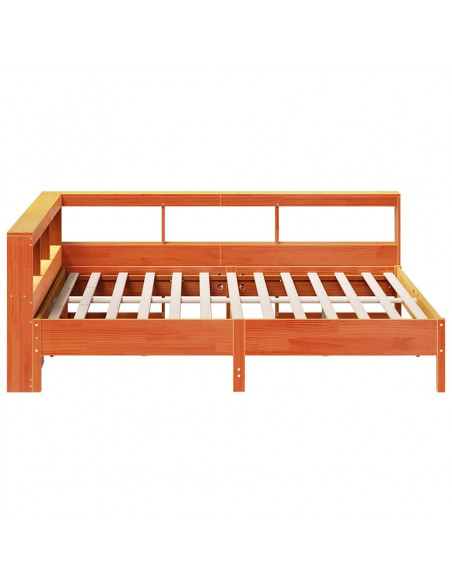 Letto Libreria senza Materasso Marrone Cera 140x190 cm in Pino