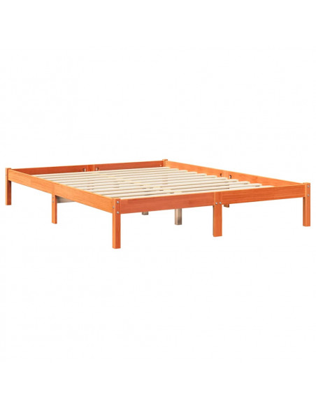 Letto Libreria senza Materasso Marrone Cera 140x190 cm in Pino