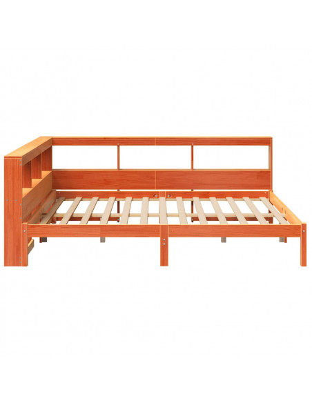 Letto Libreria senza Materasso Marrone Cera 140x190 cm in Pino