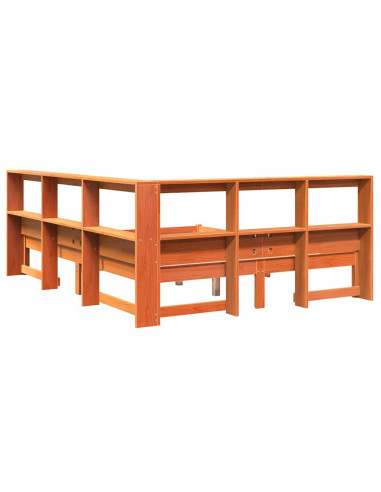 Letto Libreria senza Materasso Marrone Cera 140x190 cm in Pino