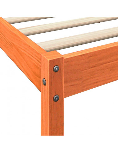 Letto Libreria senza Materasso Marrone Cera 160x200 cm in Pino