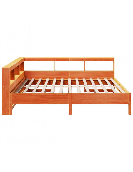 Letto Libreria senza Materasso Marrone Cera 180x200 cm in Pino
