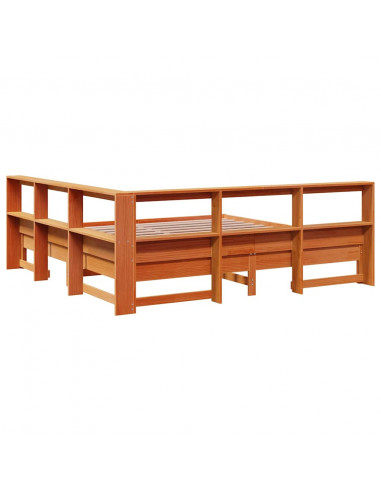 Letto Libreria senza Materasso Marrone Cera 180x200 cm in Pino