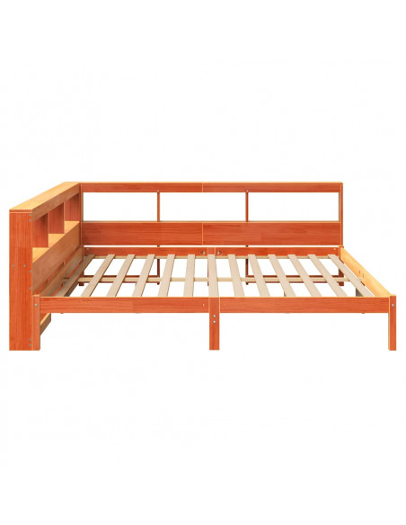 Letto Libreria senza Materasso Marrone Cera 180x200 cm in Pino