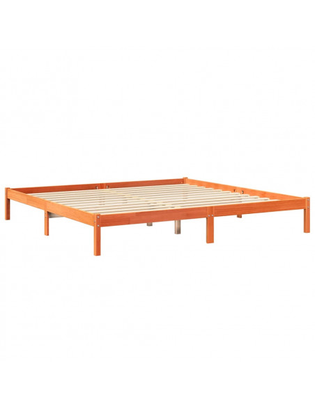 Letto Libreria senza Materasso Marrone Cera 200x200 cm in Pino