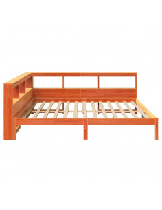 Letto Libreria senza Materasso Marrone Cera 200x200 cm in Pino 2