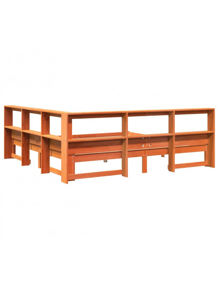 Letto Libreria senza Materasso Marrone Cera 200x200 cm in Pino