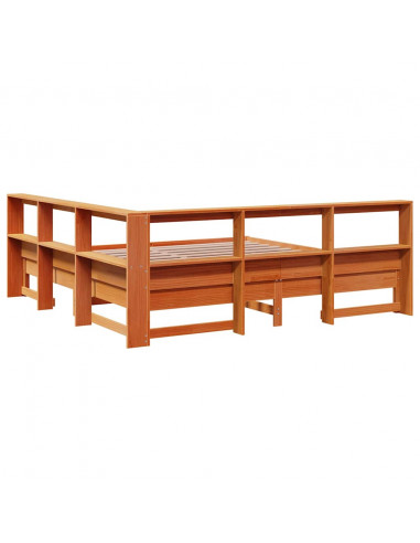 Letto Libreria senza Materasso Marrone Cera 200x200 cm in Pino