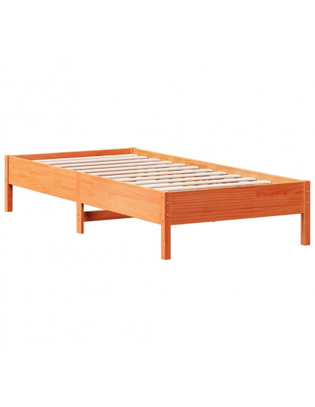 Letto Libreria senza Materasso Marrone Cera 75x190 cm in Pino