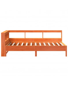 Letto Libreria senza Materasso Marrone Cera 75x190 cm in Pino 2