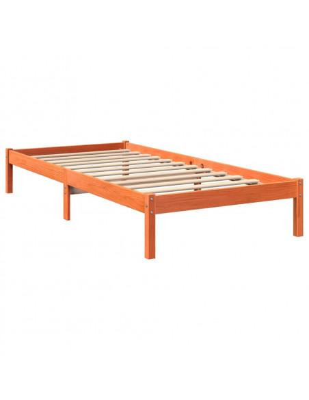 Letto Libreria senza Materasso Marrone Cera 75x190 cm in Pino