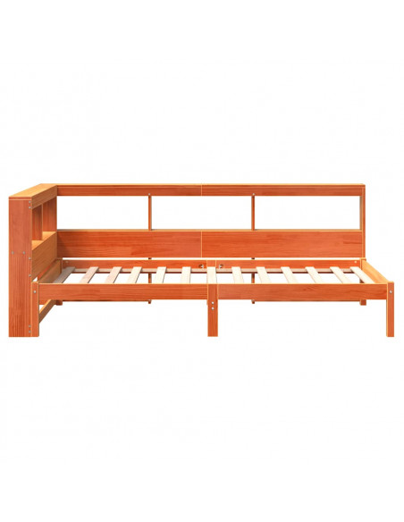 Letto Libreria senza Materasso Marrone Cera 75x190 cm in Pino