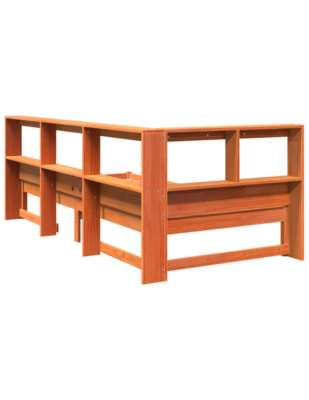 Letto Libreria senza Materasso Marrone Cera 75x190 cm in Pino