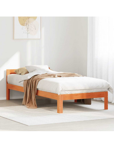 Letto senza Materasso Marrone Cera 80x200 cm Legno di Pino