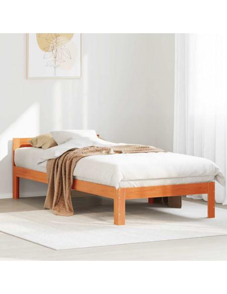 Letto senza Materasso Marrone Cera 80x200 cm Legno di Pino