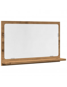 Mobile Bagno Specchio Rovere Artigianale 60x11x37 cm Truciolato