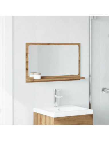 Mobile Bagno Specchio Rovere Artigianale 60x11x37 cm Truciolato
