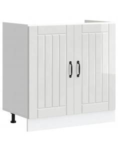 Mobile Base Lavello Lucca Bianco Lucido in Legno Multistrato