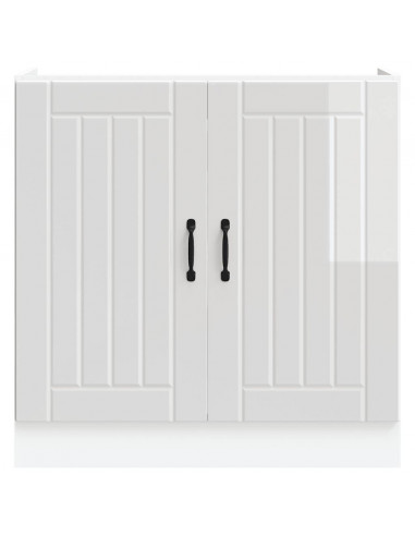 Mobile Base Lavello Lucca Bianco Lucido in Legno Multistrato