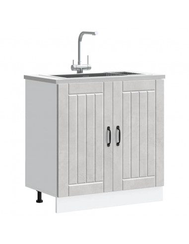 Mobile Base Lavello Lucca Grigio Cemento in Legno Multistrato