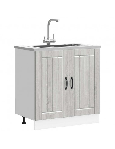 Mobile Base Lavello Lucca Grigio Sonoma in Legno Multistrato