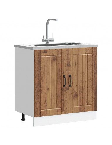 Mobile Base Lavello Lucca Legno Antico in Legno Multistrato