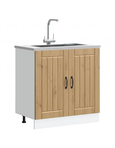 Mobile Base Lavello Lucca Rovere Artigianale Legno Multistrato