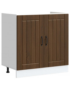 Mobile Base Lavello Lucca Rovere Marrone in Legno Multistrato