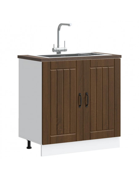 Mobile Base Lavello Lucca Rovere Marrone in Legno Multistrato
