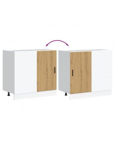 Mobile Base Lavello Rovere Artigianale in Legno Multistrato