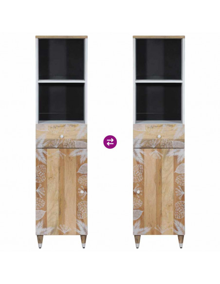 Mobile da Bagno 38x33,5x160 cm in Legno Massello di Mango