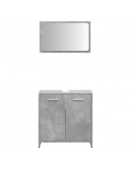 Mobile da Bagno con Specchio Grigio Cemento Legno Multistrato