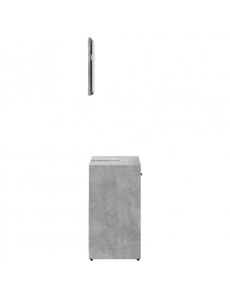 Mobile da Bagno con Specchio Grigio Cemento Legno Multistrato