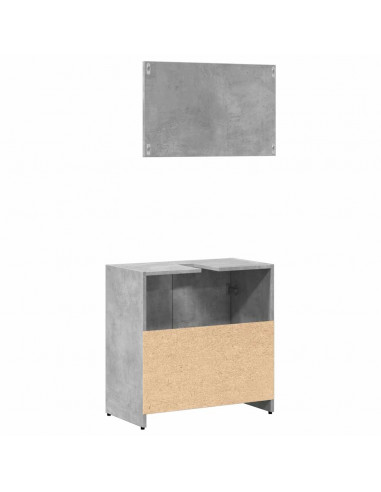 Mobile da Bagno con Specchio Grigio Cemento Legno Multistrato