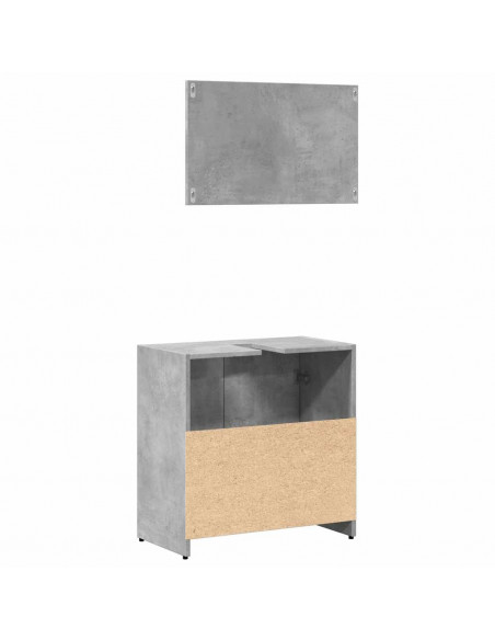 Mobile da Bagno con Specchio Grigio Cemento Legno Multistrato