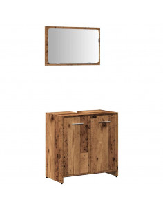 Mobile da Bagno con Specchio in Legno Antico Legno Multistrato